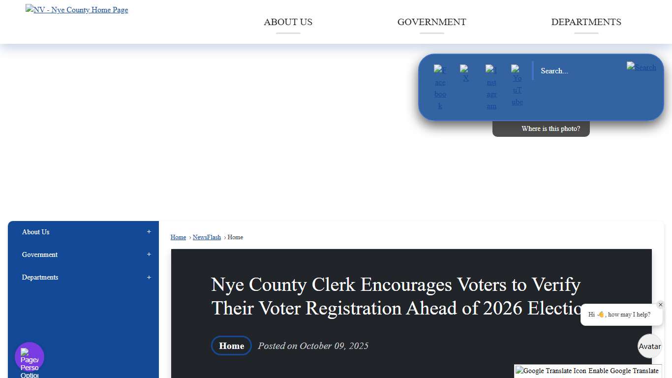 Nye County Clerk Encourages Voters to Verify Their Voter Registration Ahead of 2026 Elections • Nye County, NV
